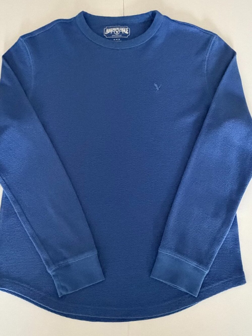 American Eagle Thermal Waffle Long Sleeve Shirt Mens Size Medium Preppy Y2K Blue